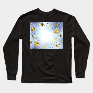 Blue Background with Gold Stars Long Sleeve T-Shirt